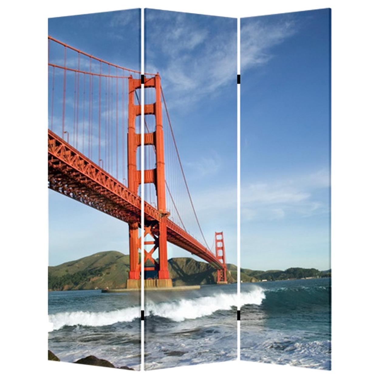 Brar 3 Panel 71 Inch Canvas Screen, San Francisco, Golden Gate Bridge