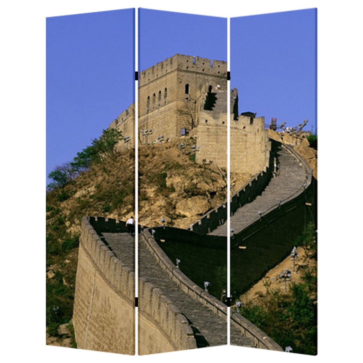 Brar 3 Panel 71 Inch Canvas Screen, Great Wall Of China Print, Multicolor