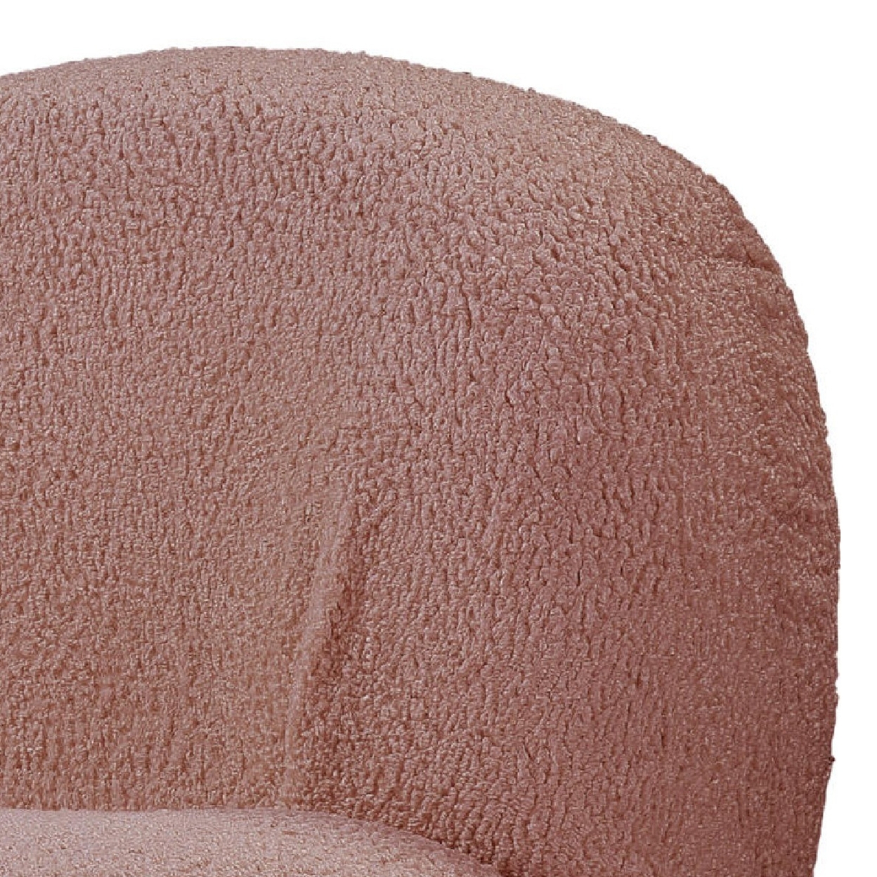 27 Inch Teddy Sherpa Fabric Curved Accent Chair, Swivel Function, Pink- Saltoro Sherpi