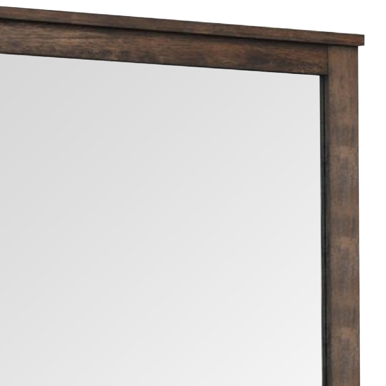 41 Inch Wood Portrait Mirror, Beveled Trim Top, Wood Grain, Oak Brown- Saltoro Sherpi