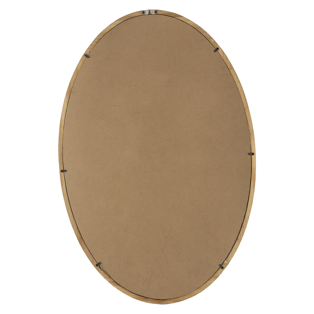 33 Inch Modern Accent Wall Mirror, Mountable Oval Wood Frame In Brown- Saltoro Sherpi