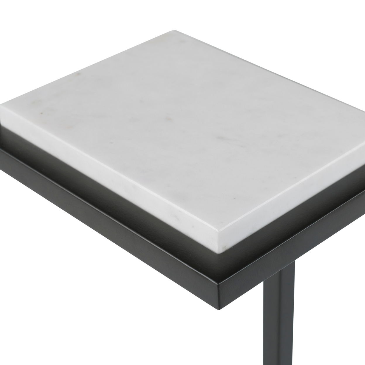 Ario 23 Inch Accent Side Table, Marble Tabletop, Modern, Polished White- Saltoro Sherpi