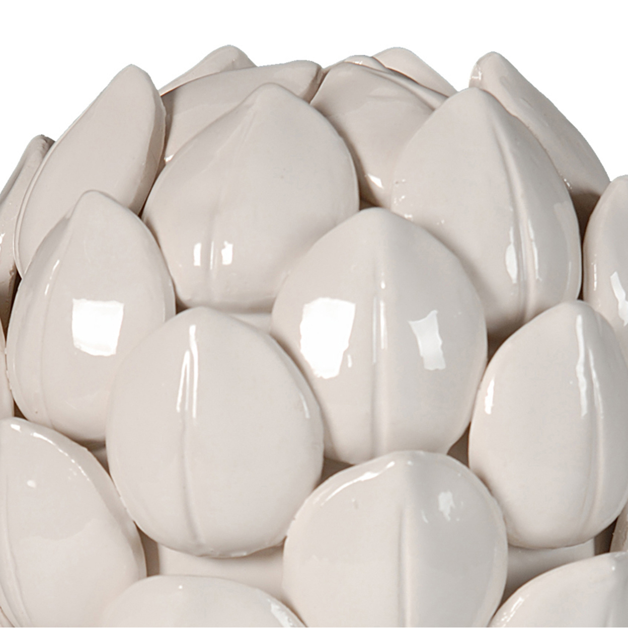 10 Inch Artichoke Accent Decor, Standing Turned Pedestal, White Ceramic- Saltoro Sherpi