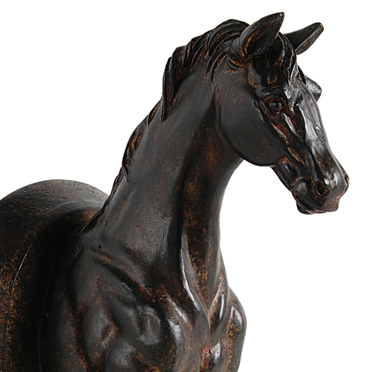 11 Inch Modern Bookend, Trotting Horse FIgurines, Artisanal Black Finish- Saltoro Sherpi