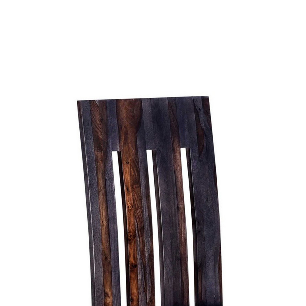 Sari 18 Inch Dining Chairs, Dark Acacia Wood, Set Of 2, Natural Brown, Gray- Saltoro Sherpi