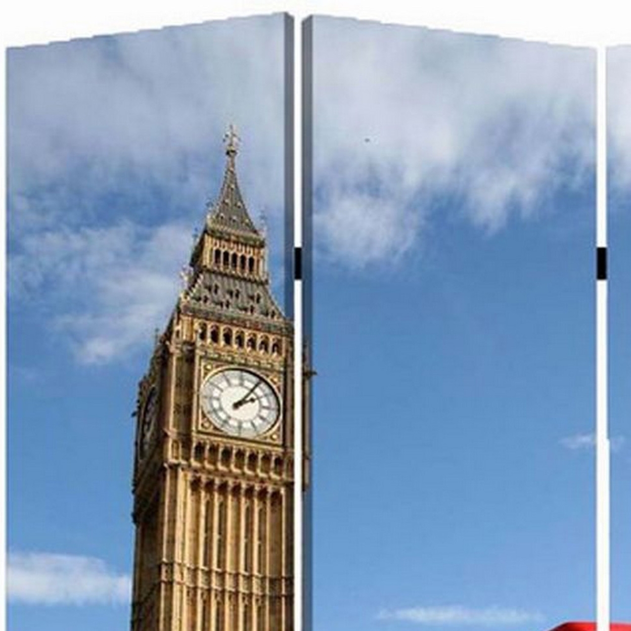 Brar 3 Panel 71 Inch Canvas Screen, Big Ben & London Cityscape, Red, Brown