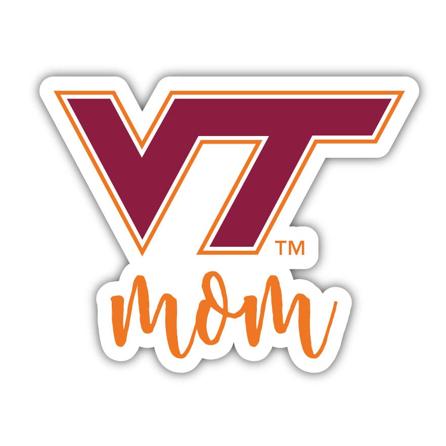 Virginia Tech Hokies 4 Inch Proud Mom Die Cut Decal - VT Orange