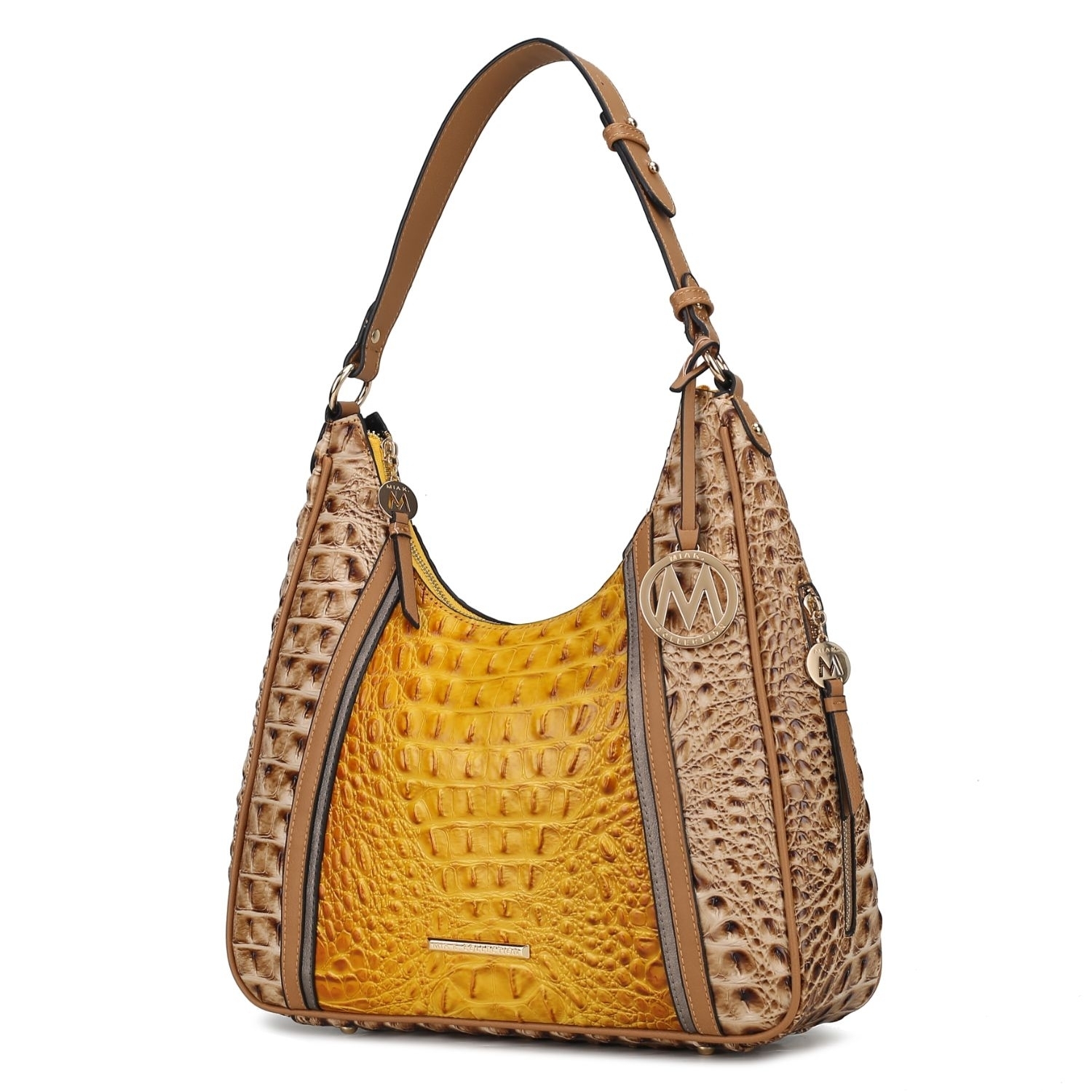 MKF Collection Becket Faux Crocodile-Embossed Vegan Leather Women's Shoulder Bag By Mia K - Stone