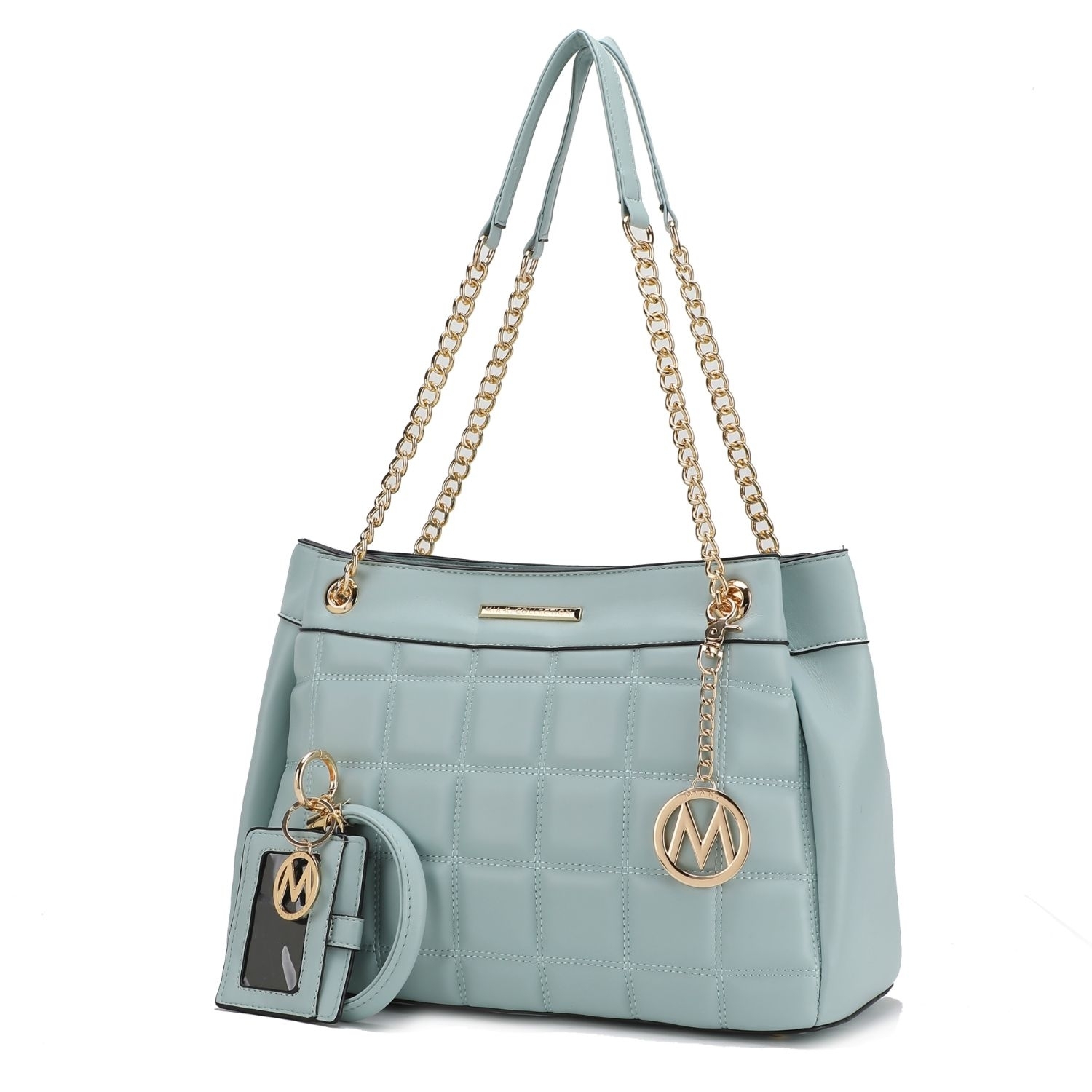 MKF Collection Mabel Quilted Vegan Leather Women's Shoulder Bag With Bracelet Keychain With A Credit Card Holder By Mia K- 2 Pieces - Seafoa