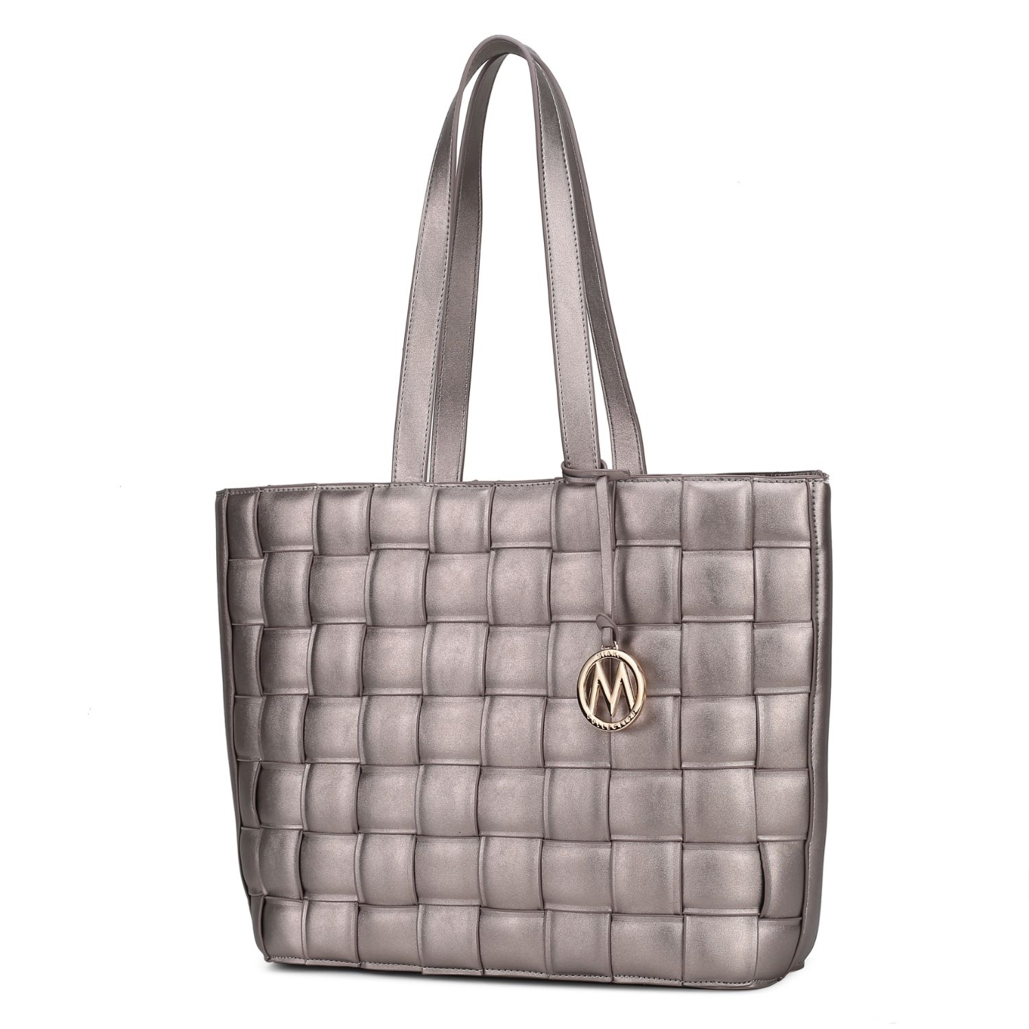 MKF Collection Rowan Woven Vegan Leather Women's Tote Bag By Mia K - Pewter