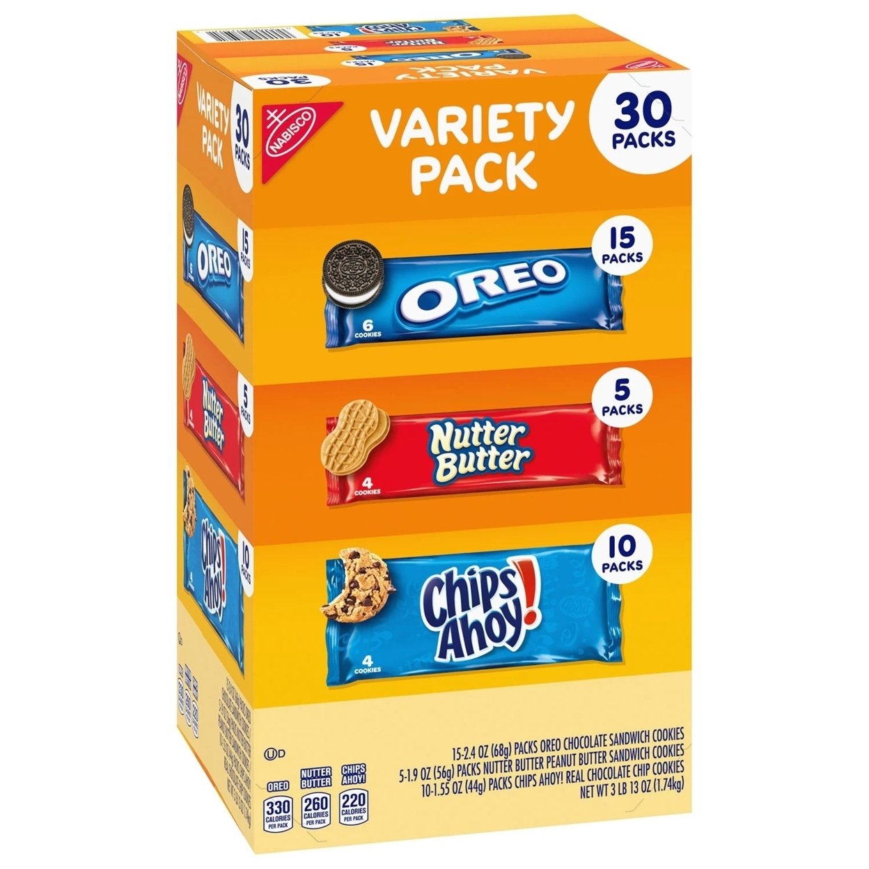 Nabisco Cookie Variety Pack With OREO, Chips Ahoy!, Nutter Butter (30 Pack)