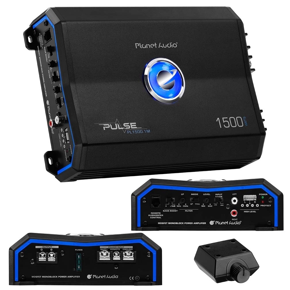 Planet Audio Monoblock Car Amplifier - 1500 Watts, 2/4 Ohm Stable, Class A/B, Mosfet Power Supply