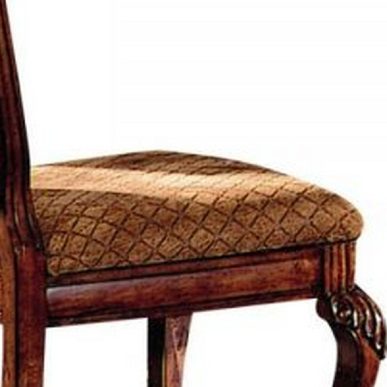 Side Chair With Fabric Seat And Crown Top, Set Of 2, Brown- Saltoro Sherpi