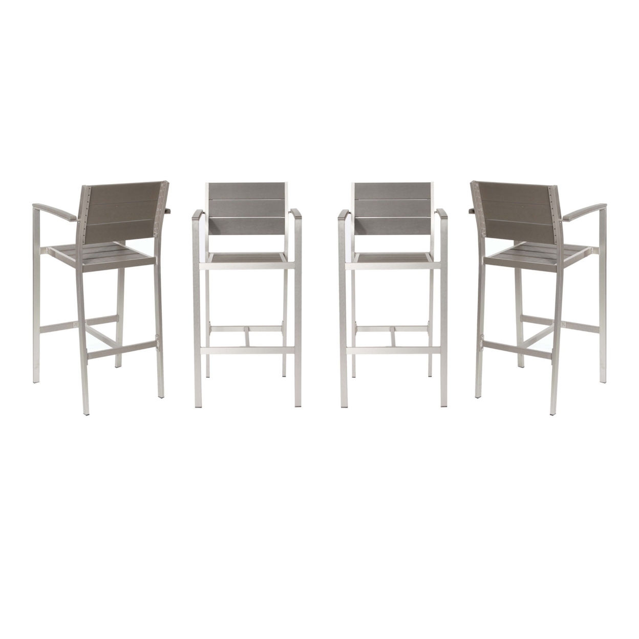 Kylo 18 Inch 4 Piece Outdoor Armchair, Polyresin Backs And Seats, Aluminum- Saltoro Sherpi