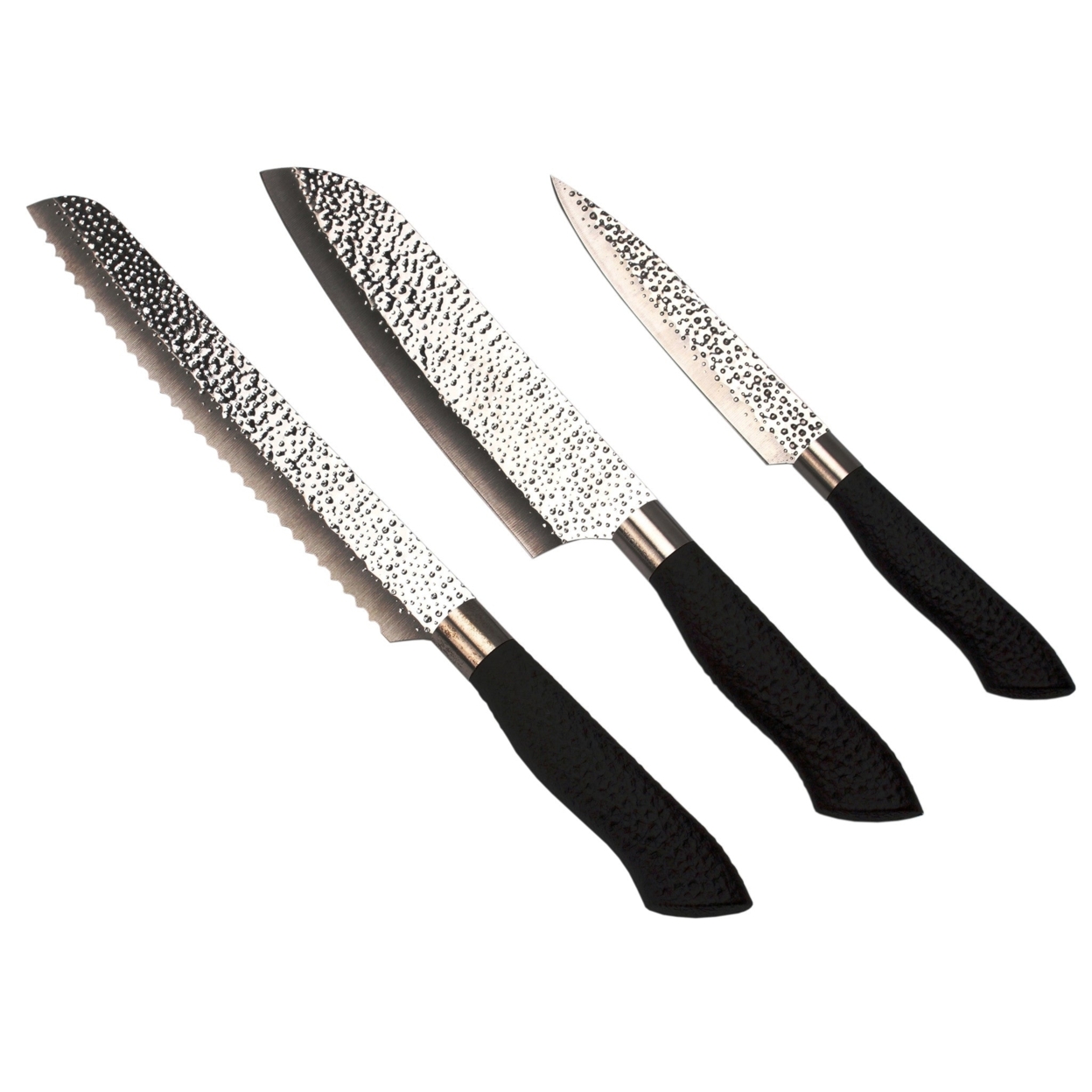 Embossed Hammered Blades 3 Piece Knife Set