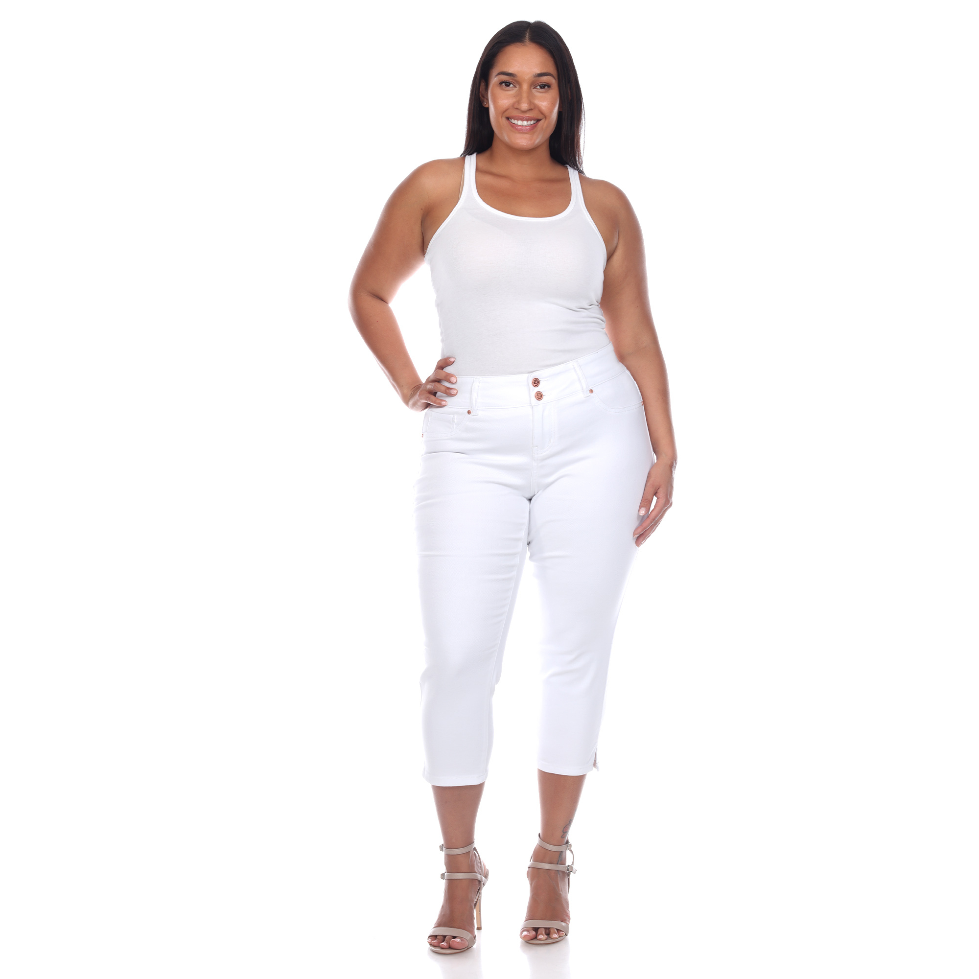 White Mark Womenâs Capri Jeans - White, 20