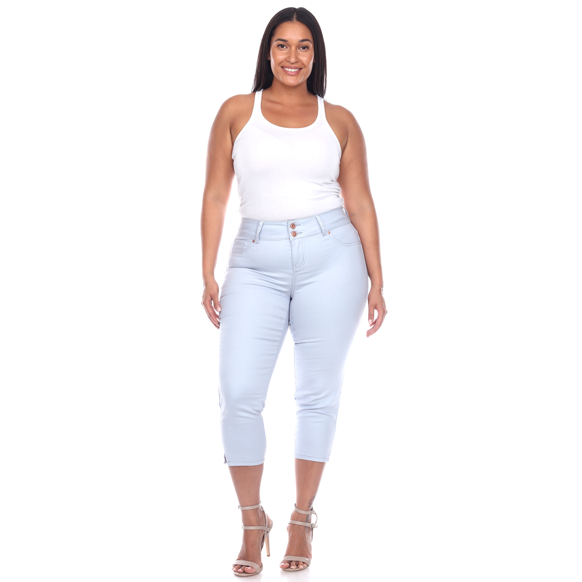 White Mark Womenâs Capri Jeans - Light Blue, 22