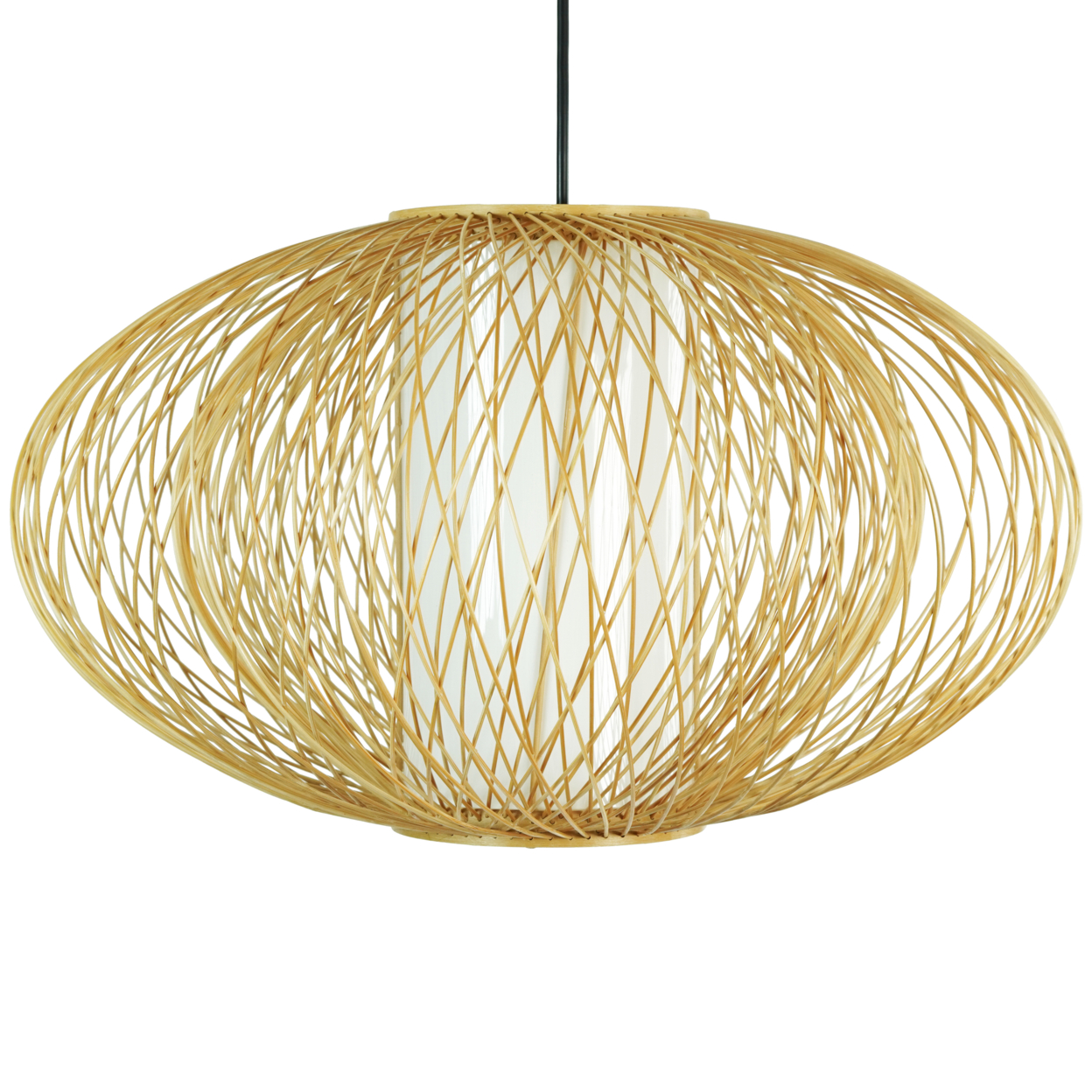 Modern Bamboo Wicker Rattan Hanging Light Shade For Living Room, Dining Room, Entryway - Medium