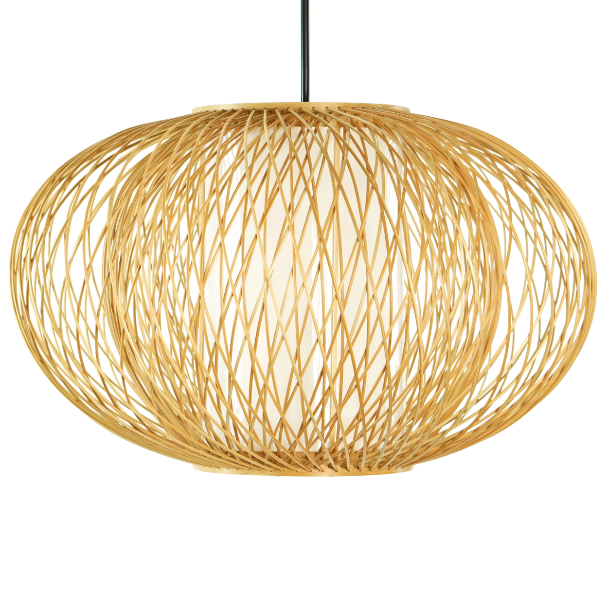 Modern Bamboo Wicker Rattan Hanging Light Shade For Living Room, Dining Room, Entryway - Small