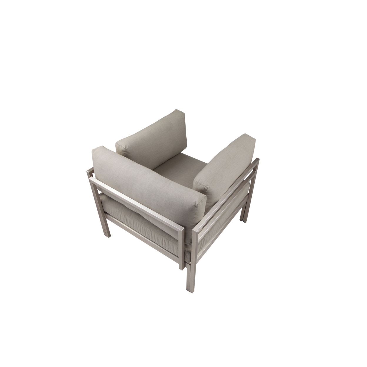 Cilo 34 Inch Outdoor Armchair, Gray Aluminum, Water Resistant Cushions- Saltoro Sherpi