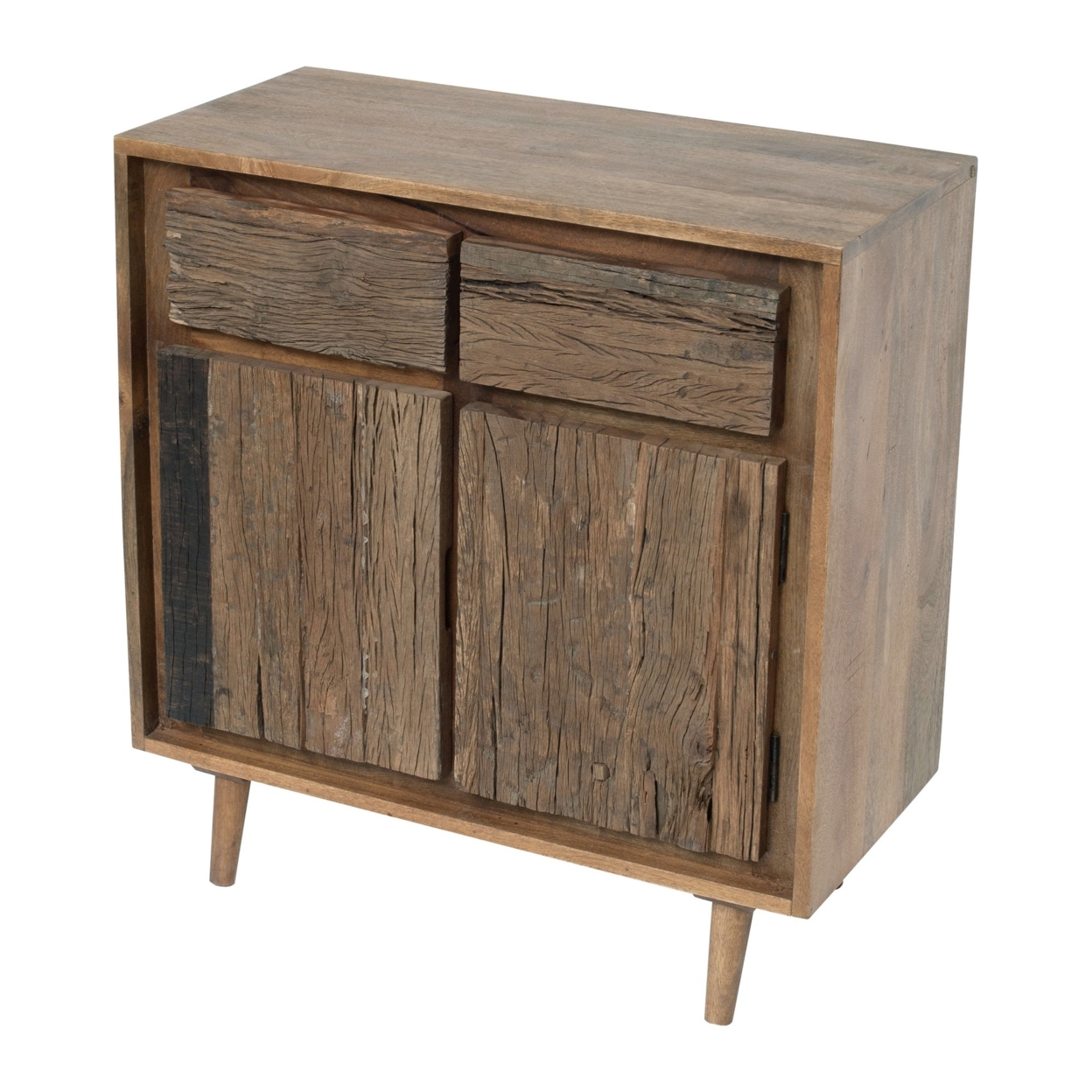 31 Inch Side Cabinet Console, 2 Doors And Drawers, Acacia, Mango Wood Brown- Saltoro Sherpi