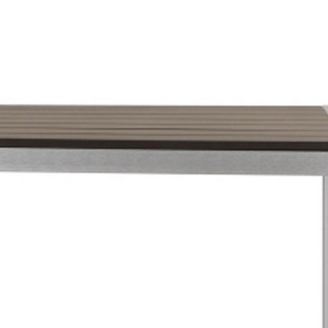 Kylo 43 Inch Outdoor Bar Table, White And Brown Aluminum Frame, Small- Saltoro Sherpi