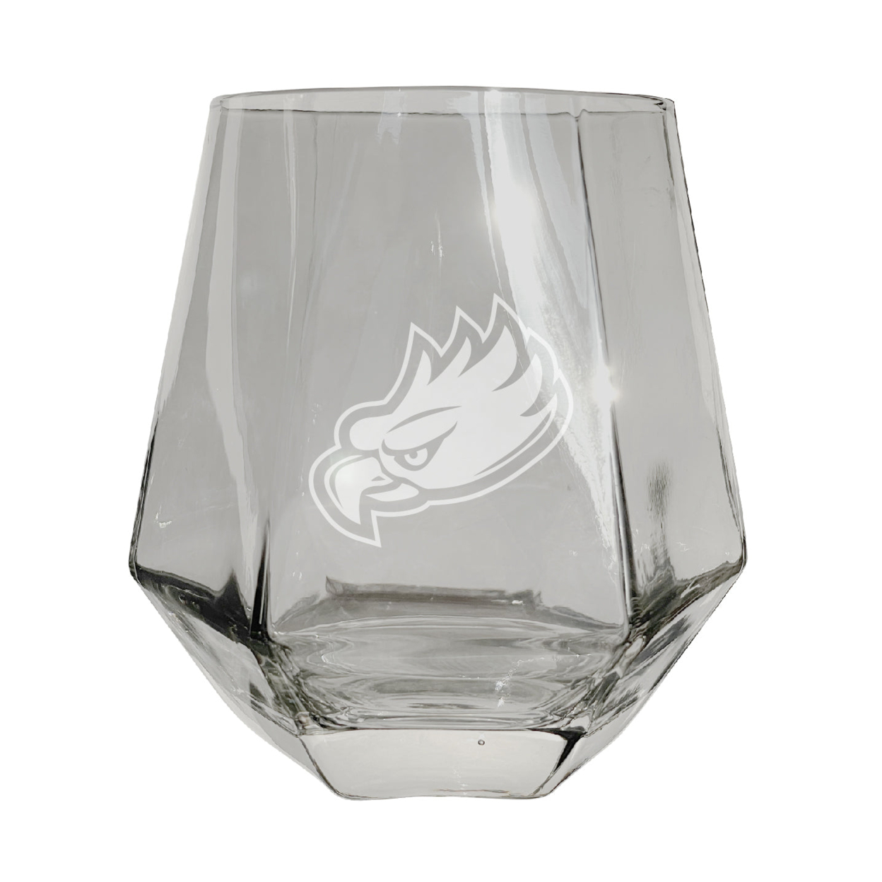 Florida Gulf Coast Eagles Etched Diamond Cut Stemless 10 Ounce Wine Glass Clear