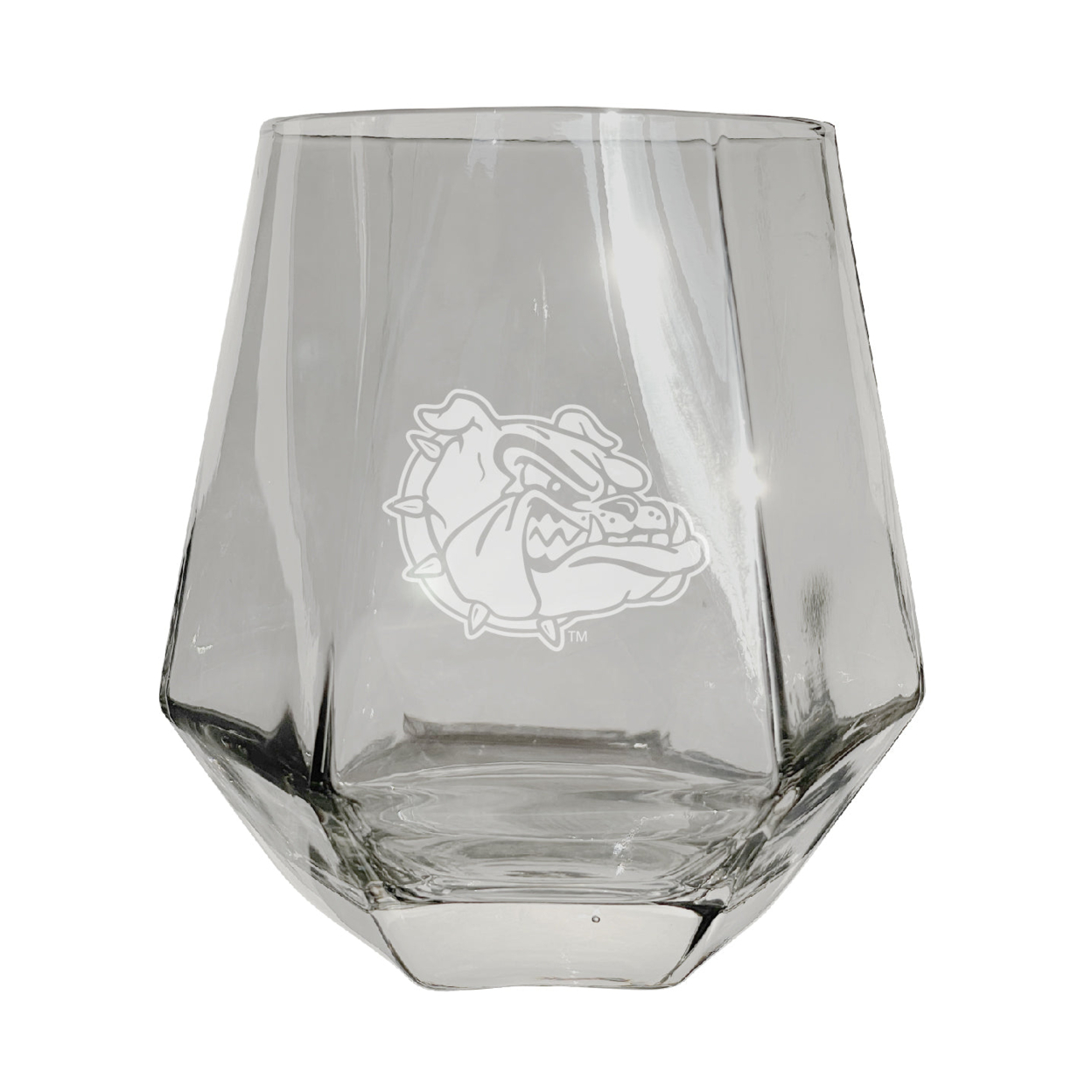 Gonzaga Bulldogs Etched Diamond Cut Stemless 10 Ounce Wine Glass Clear