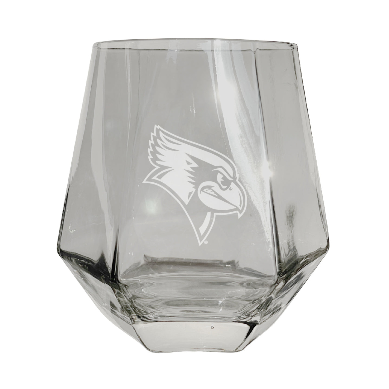 Illinois Fighting Illini Etched Diamond Cut Stemless 10 Ounce Wine Glass Clear