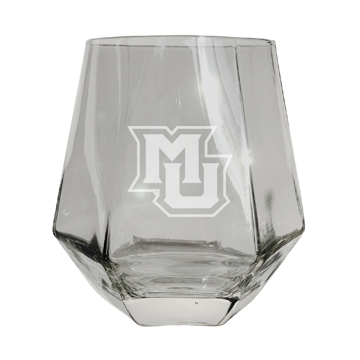 Marquette Golden Eagles Etched Diamond Cut Stemless 10 Ounce Wine Glass Clear