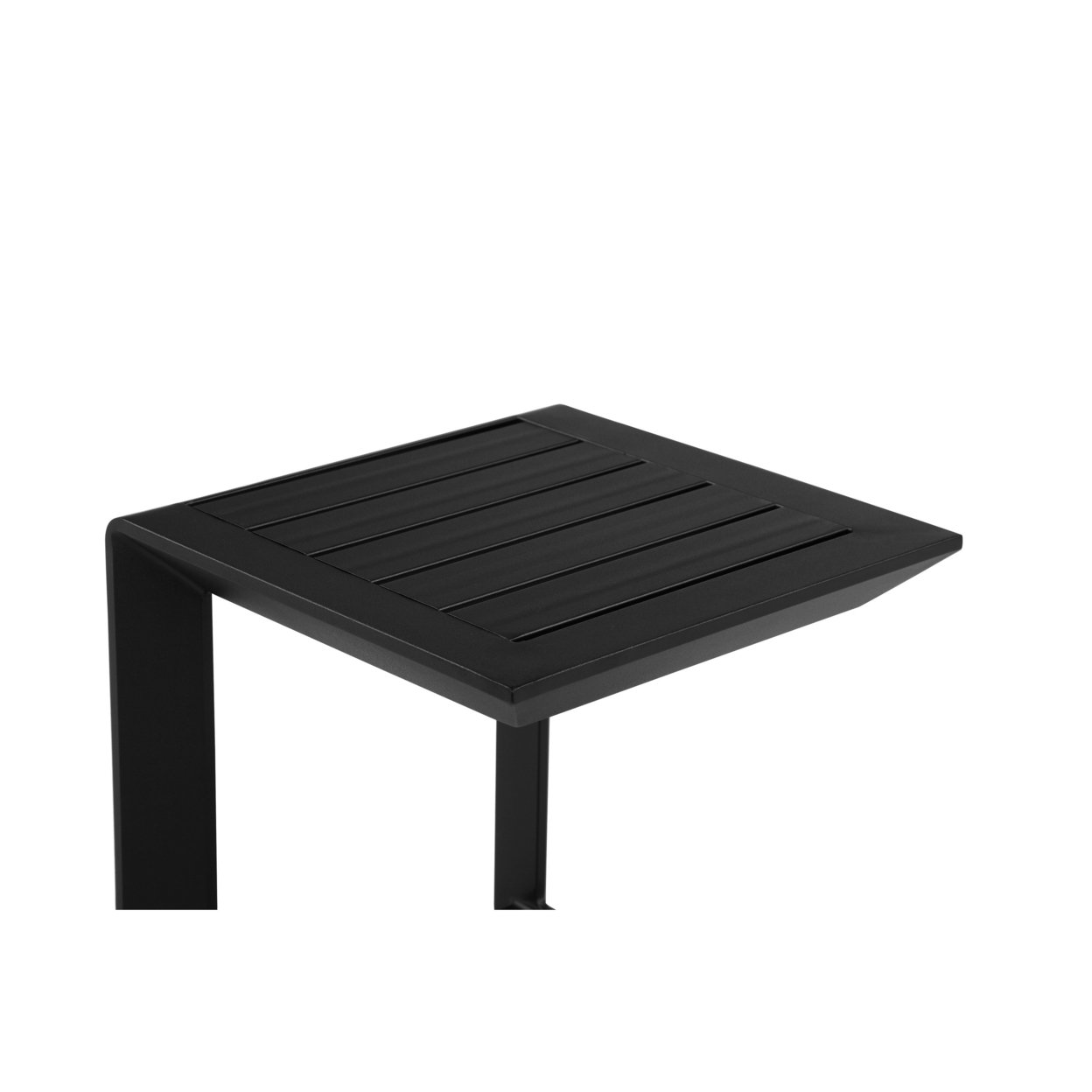 Kili 20 Inch Side End Table, Geometric Design, Jet Black Aluminum Frame- Saltoro Sherpi