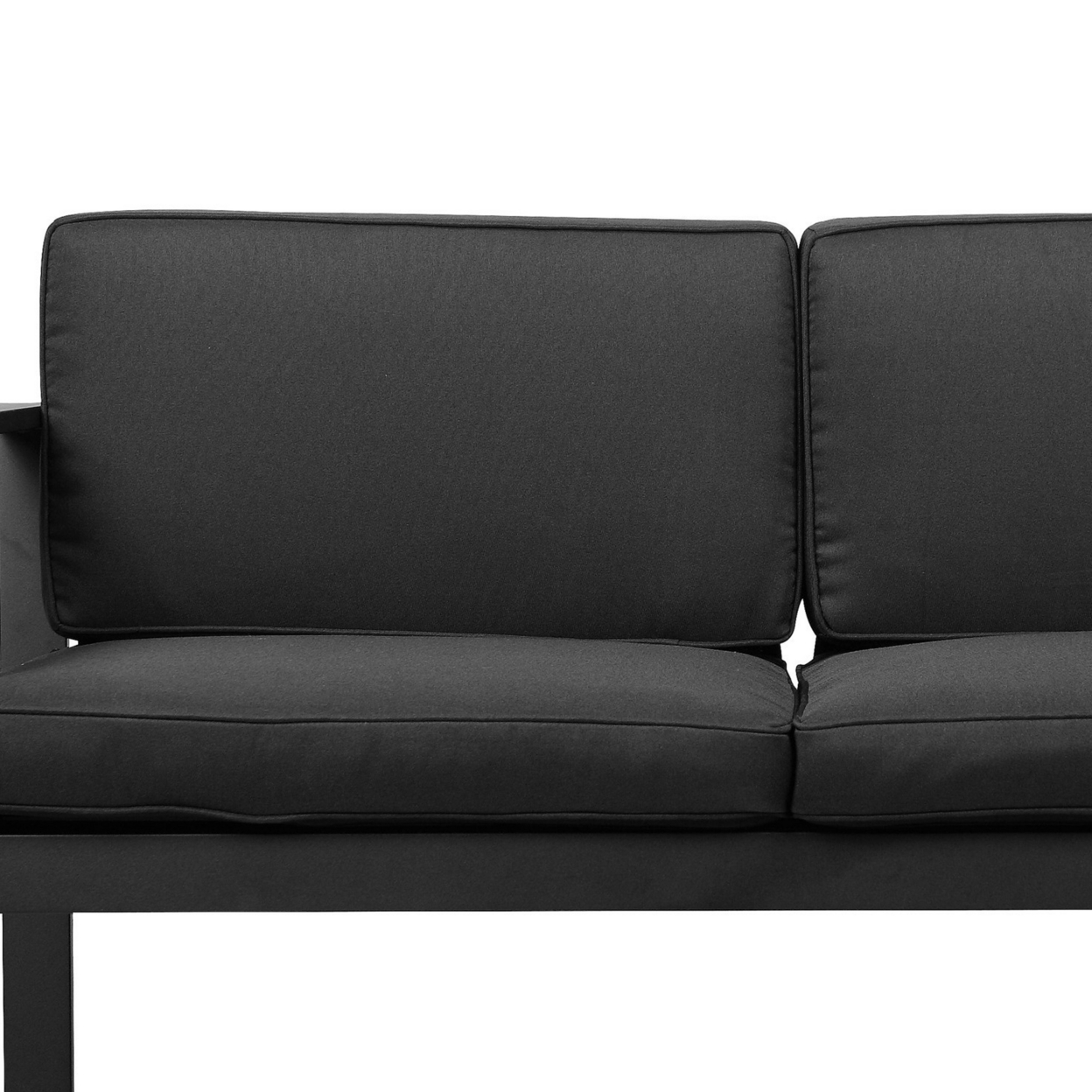 Kili 54 Inch Sofa, Jet Black Aluminum Frame, Water Resistant Cushions- Saltoro Sherpi
