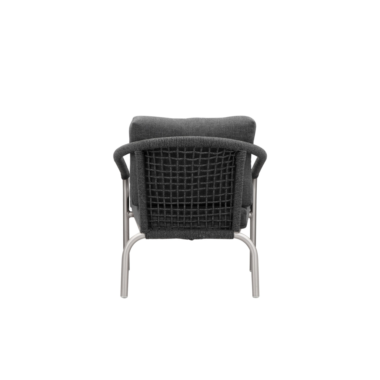 Phil 32 Inch Armchair, Slate Gray Rope Accent, Fade Resistant Cushions- Saltoro Sherpi