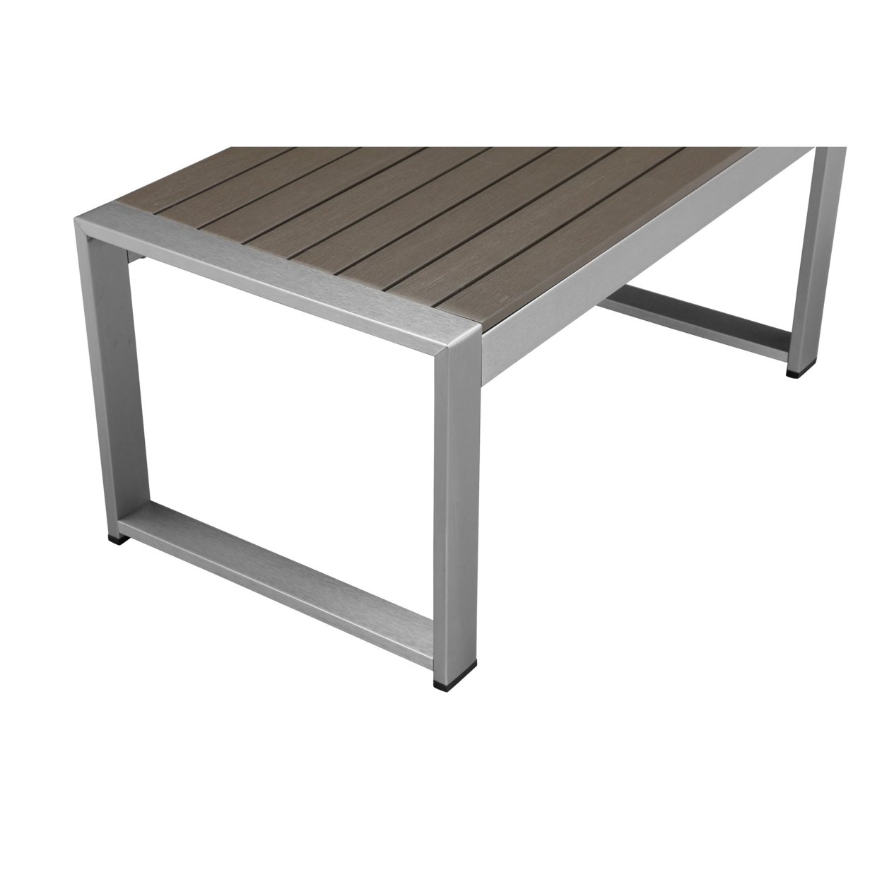 Kili 35 Inch Coffee Table, Polyresin Surface, White Gray Aluminum Frame- Saltoro Sherpi