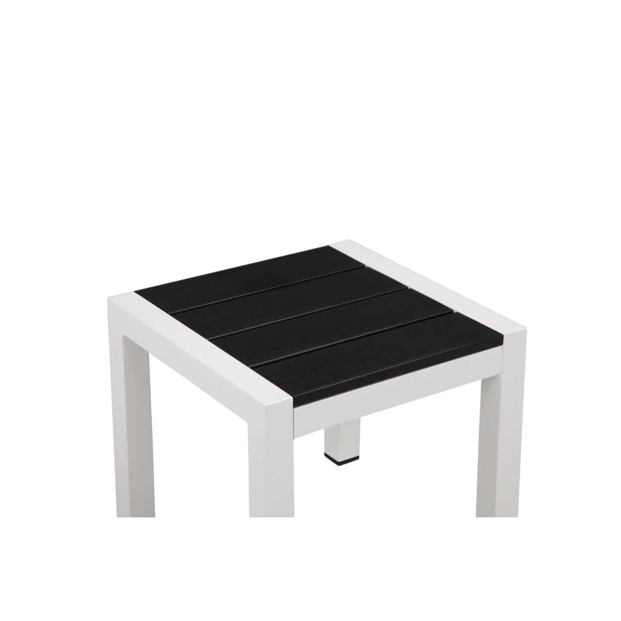 Josh 18 Inch Side End Table, Jet Black Polyresin Planks, Aluminum Frame- Saltoro Sherpi