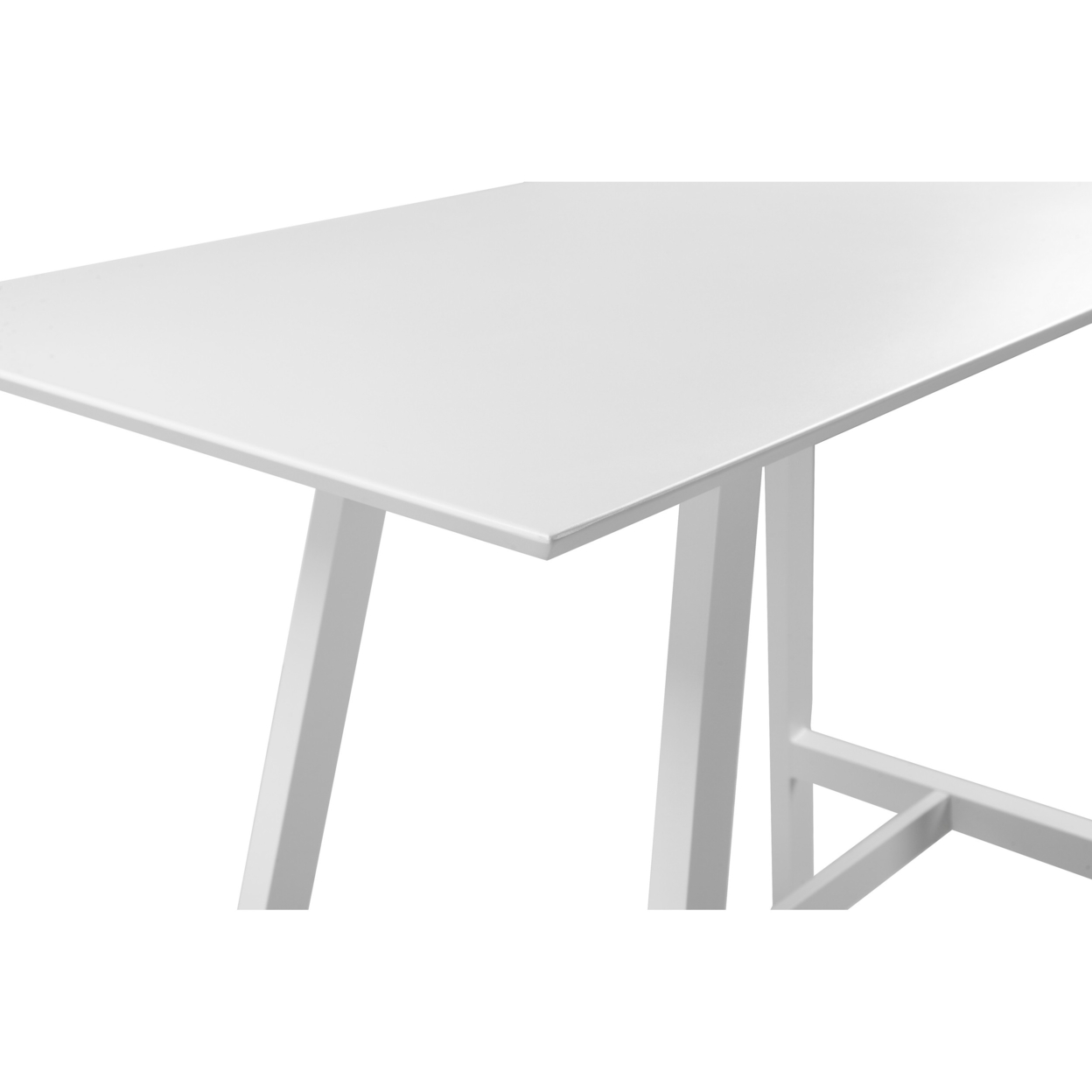 Keli 43 Inch Bar Table, Classic White Aluminum Frame, Rectanglular Top- Saltoro Sherpi