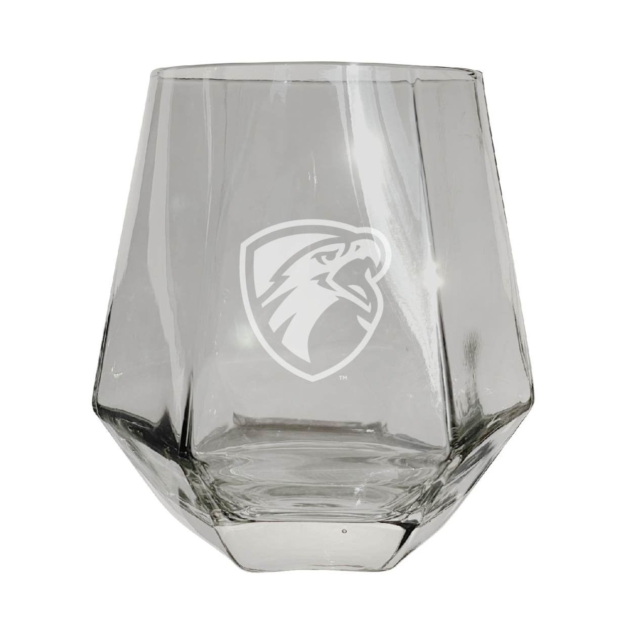 The University Of Texas At Tyler Etched Diamond Cut Stemless 10 Ounce Wine Glass Clear