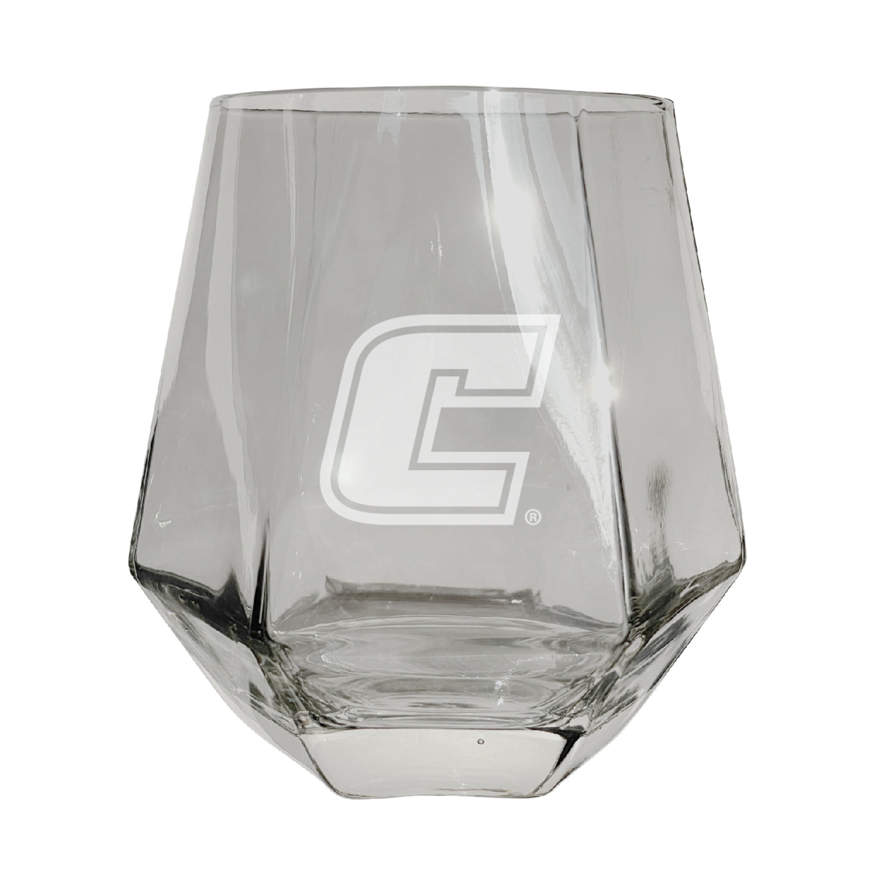University Of Tennessee At Chattanooga Etched Diamond Cut Stemless 10 Ounce Wine Glass Clear