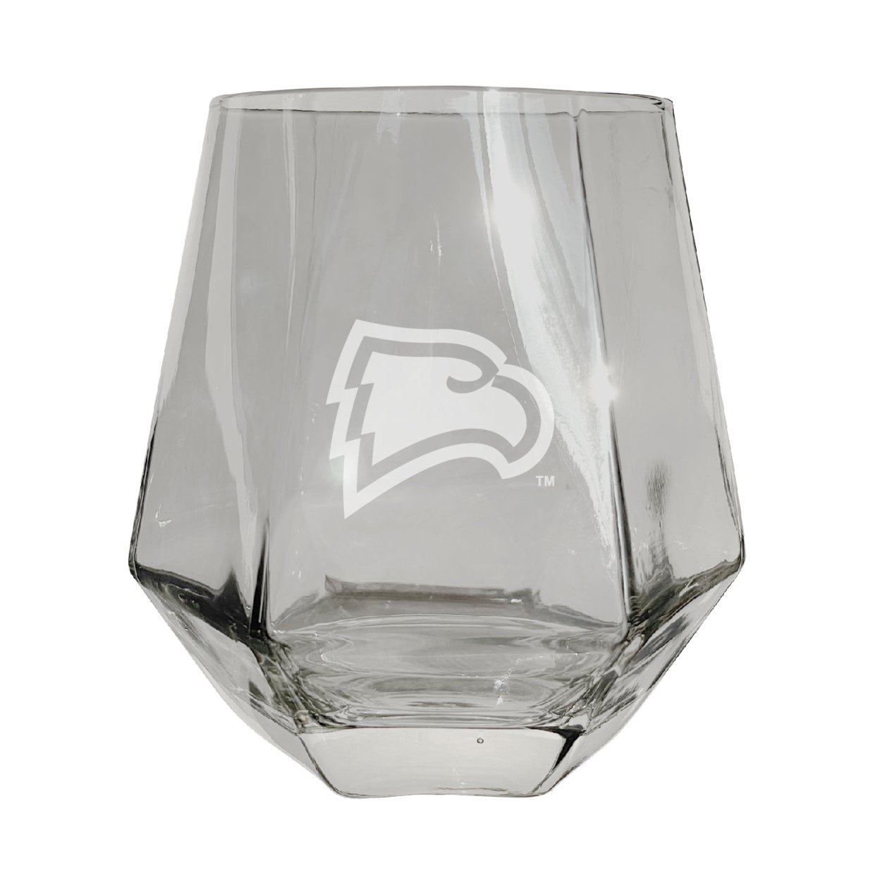 Winthrop University Etched Diamond Cut Stemless 10 Ounce Wine Glass Clear