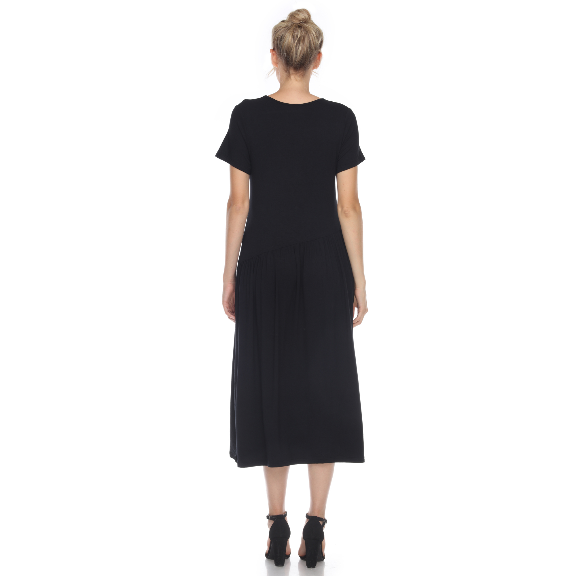 White Mark Womenâs Maternity Short Sleeve Maxi Dress - Royal, Medium
