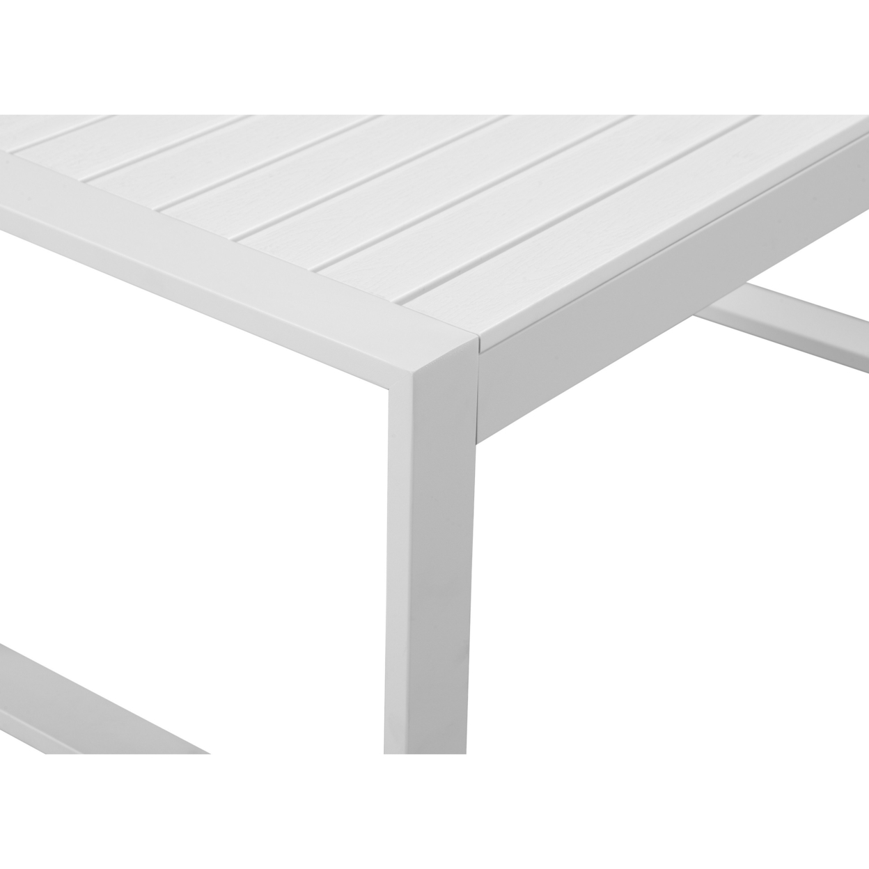 Lark 35 Inch Outdoor Coffee Table, White Aluminum Frame, Polyresin Top- Saltoro Sherpi