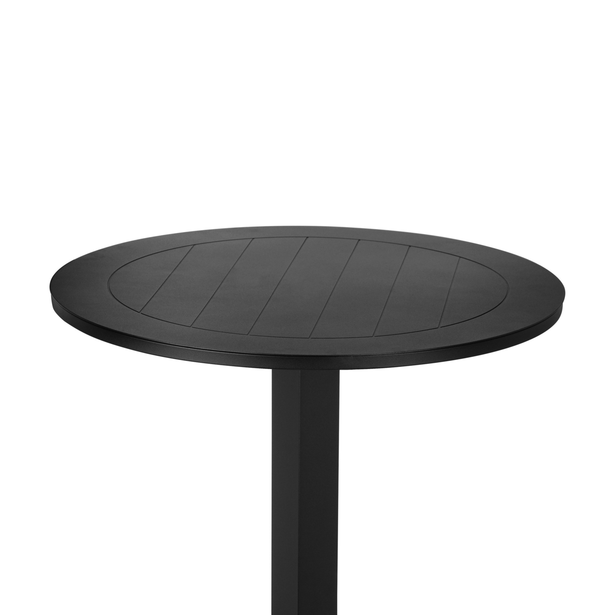 Keli 43 Inch Outdoor Bar Table, Black Aluminum Frame, Foldable Design- Saltoro Sherpi