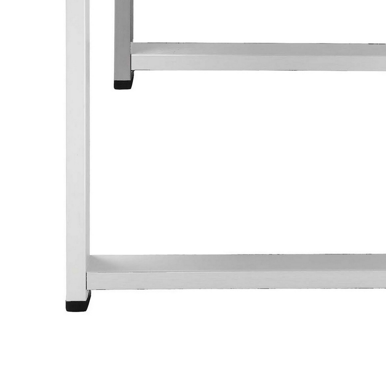 Kili 35 Inch Coffee Table, Gray Polyresin Top, Crisp White Aluminum Frame- Saltoro Sherpi