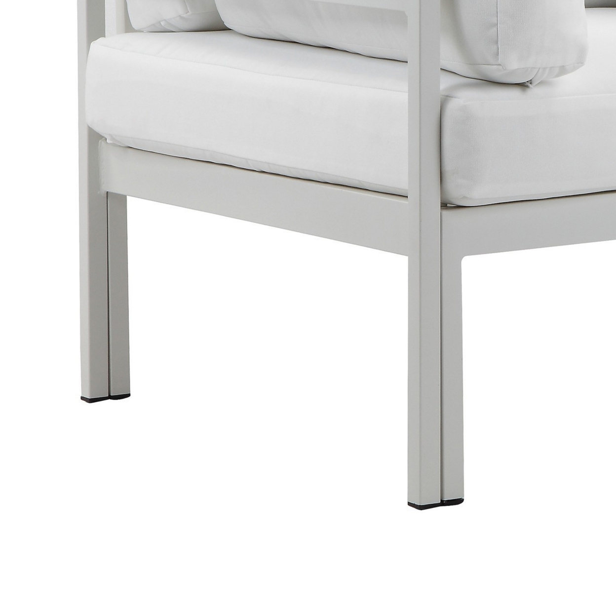 Cilo 34 Inch Outdoor Armchair, White Aluminum, Water Resistant Cushions- Saltoro Sherpi