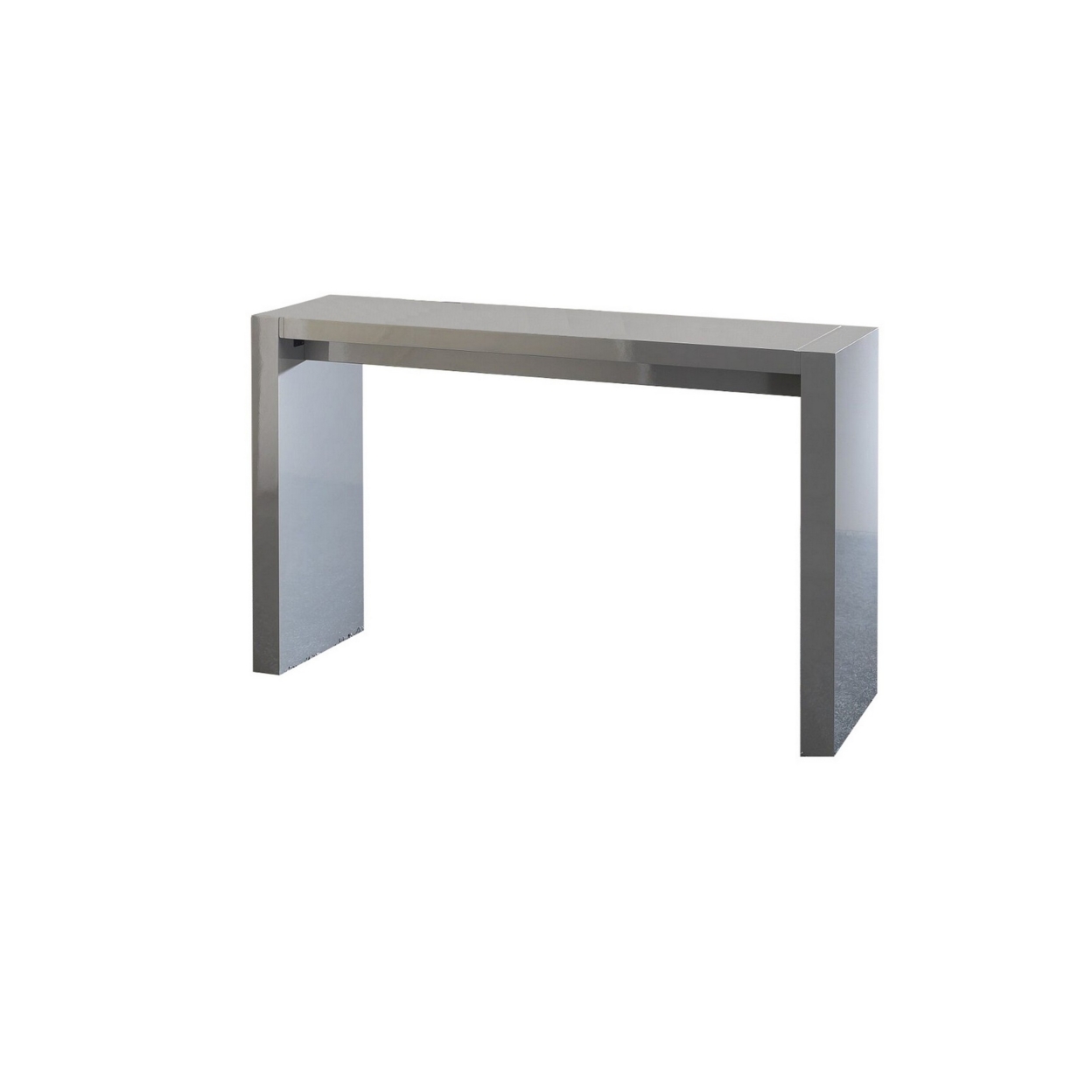 Joey 60 Inch Modern Bar Table, Lacquered Gray Finish, Composite Wood Frame- Saltoro Sherpi