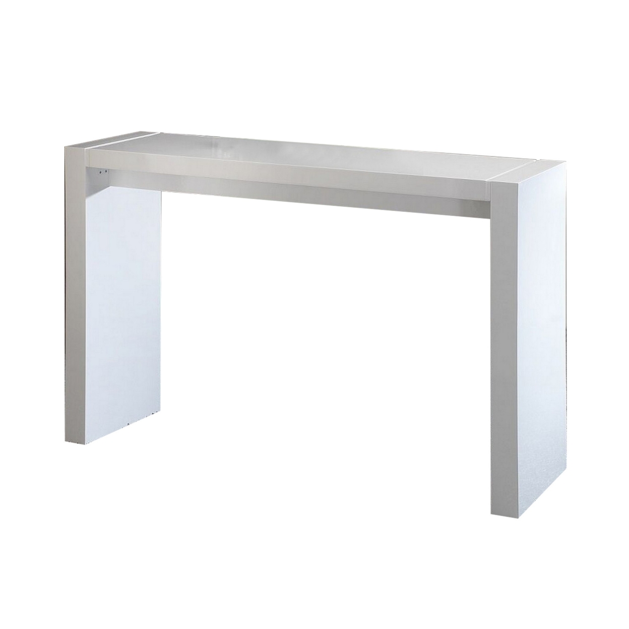 Joey 60 Inch Modern Bar Table, Lacquered White Finish, Composite Wood Frame- Saltoro Sherpi