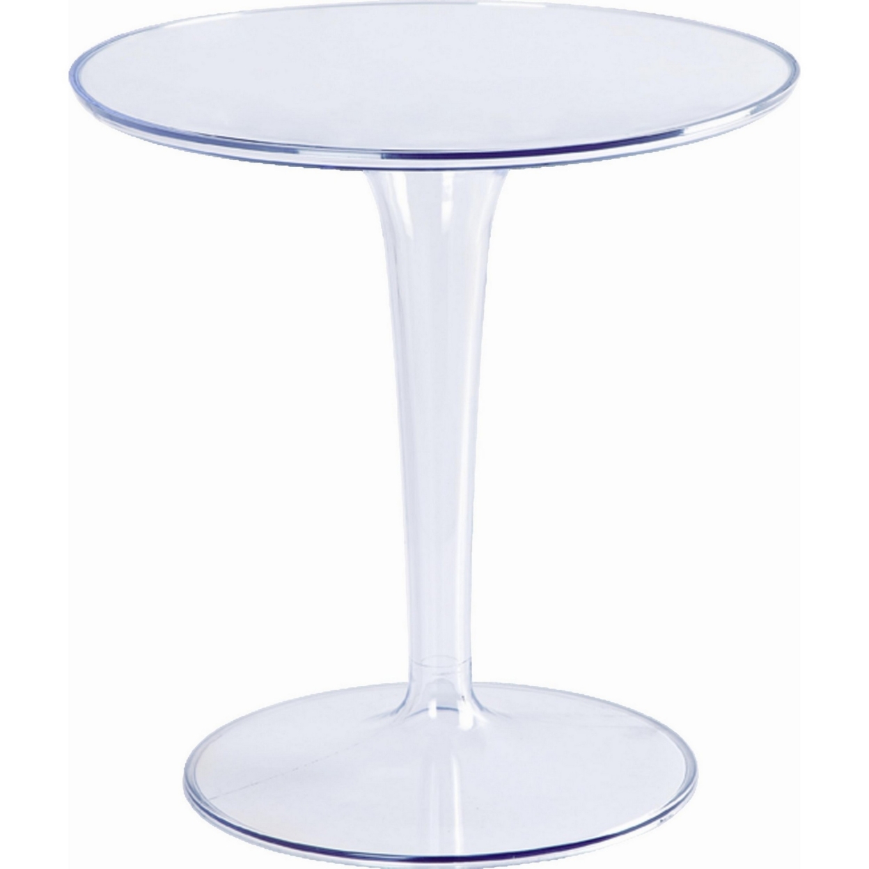 20 Inch Modern Side Accent Table, Clear Round Tabletop And Tapered Base, Saltoro Sherpi