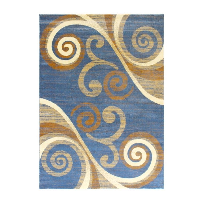 Valli Collection 5' X 7' Blue Abstract Area Rug - Olefin Rug With Jute Backing - Hallway, Entryway, Bedroom, Living Room