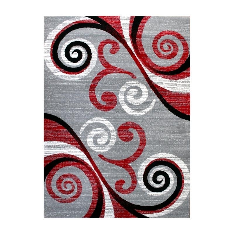 Valli Collection 6' X 9' Red Abstract Area Rug - Olefin Rug With Jute Backing - Hallway, Entryway, Bedroom, Living Room