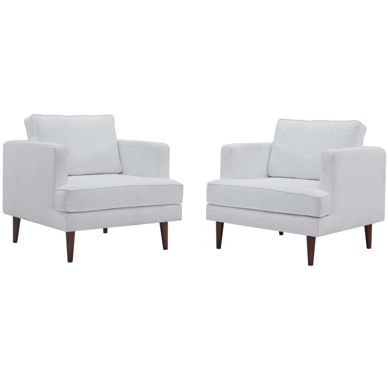Agile Upholstered Fabric Armchair Set Of 2, White
